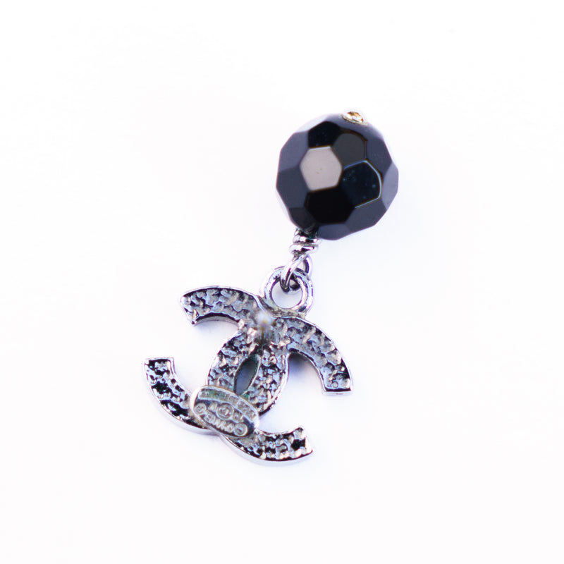 Chanel CC Black Bead Drop Earrings