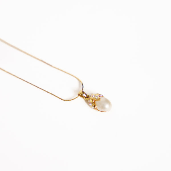 YSL Pearl Pendant Necklace with Gold Hardware