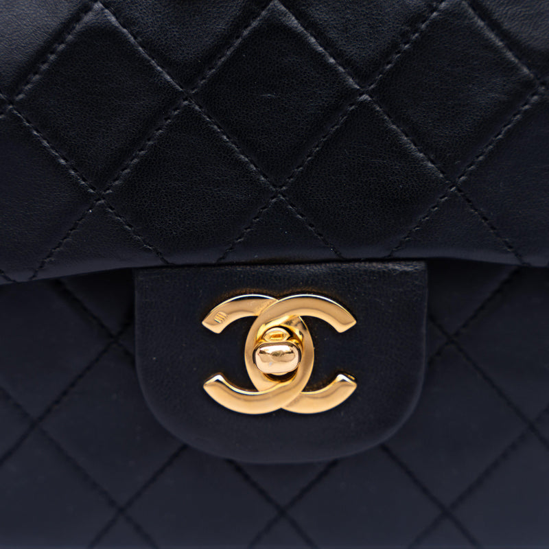 Chanel Classic Vintage Black Small Square Lambskin Single Flap Bag