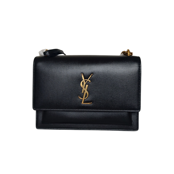 Saint Laurent Sunset in black smooth leather