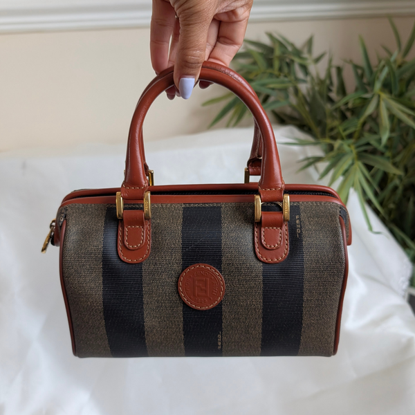 Fendi Pequin Boston Bag