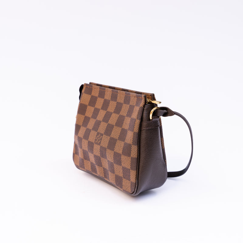Louis Vuitton Brown Damier Ebene Pochette Trousse Leather Cloth