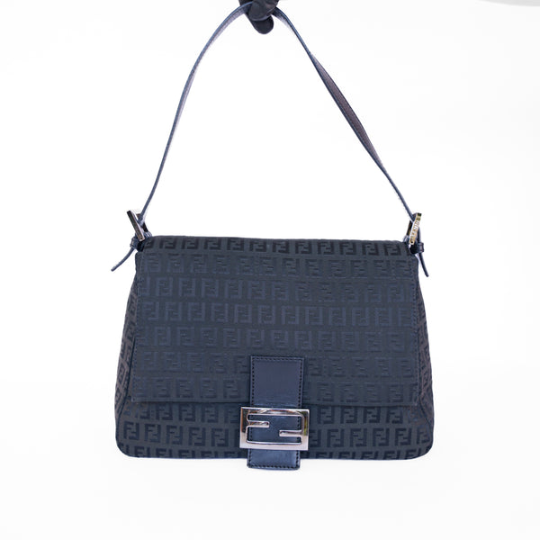 Fendi Black Zuchinno Mamma Baguette