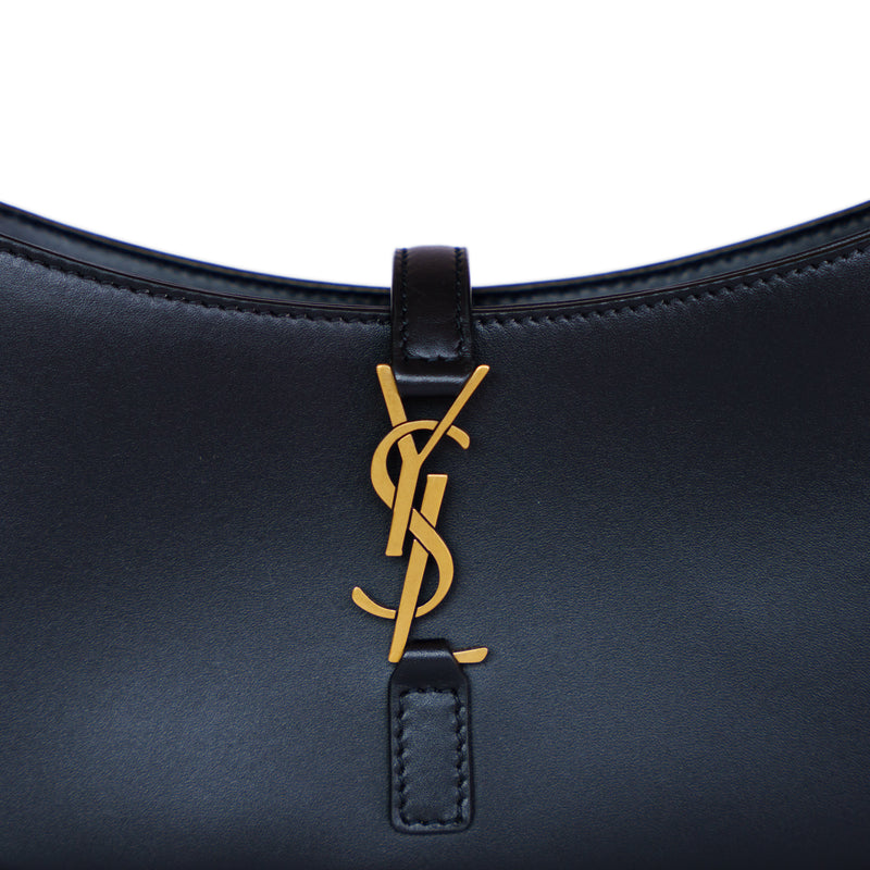Saint Laurent YSL Le 5 `a 7 Mini Hobo Leather Shoulder Bag in Black in Gold Hardware