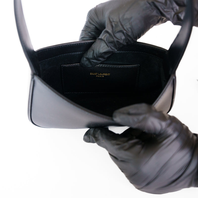 Saint Laurent YSL Le 5 `a 7 Mini Hobo Leather Shoulder Bag in Black in Gold Hardware