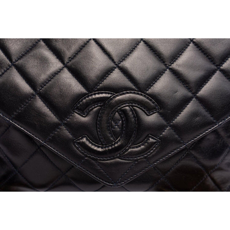 chanel large quilted flap bag black